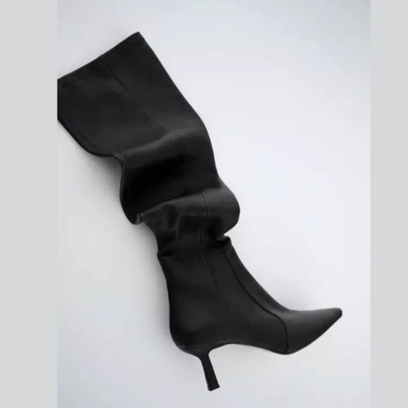 🔥MOVING SALE🔥NEW ZARA EXTRA TALL LEATHER BOOT - Picture 6 of 10